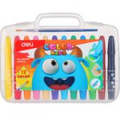 Олiвцi кол Deli EC20504 12кол Color Kids гелевий акварельнi з пензлем, пласт/кор
