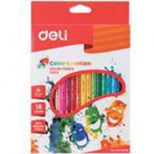 Олiвцi кол Deli EC00210 18кол Color Emotion трикутний дерев корпус, карт/кор