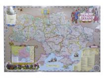 Карта настiнна Ипт 70х100 Україна.У козацькому стилi (картон/ламiн) М1:1500000