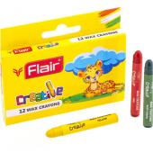 Олiвцi кольоровi Flair FA8001 12кол 12шт (57мм) восковi Wax Crayons