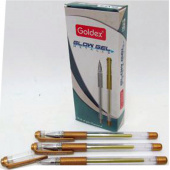 Ручка гелева Golden Glow 894 золотий 1,0 мм прозорий пластик, золотий гумовий грип (золото)
