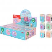 Ластик Deli EH301 мiкс прямокут Ice Cream 37х25х17мм синтетич кольоровий