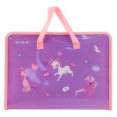 Папка-портф Kite K22-202-02 фiол A4 на блиск 1вiд Unicorn з/ручк